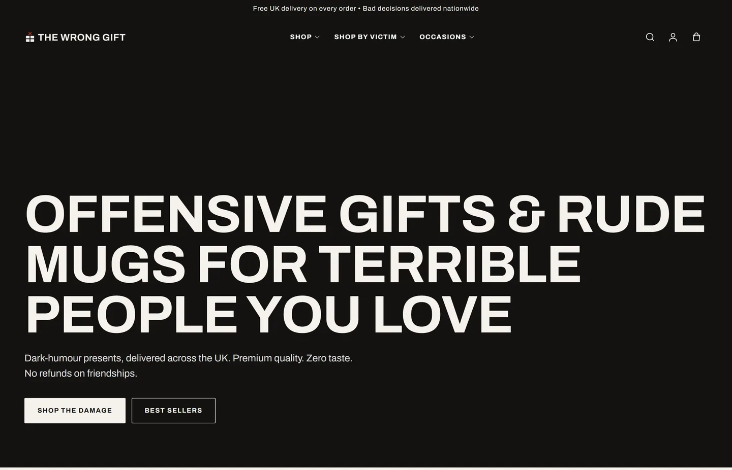 The Wrong Gift online gift shop built by Reflow Digital